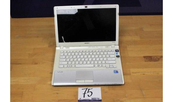 laptop/notebook SONY, Vaio PCG-61411L, Intel Core, zonder lader, paswoord niet gekend, werking niet gekend